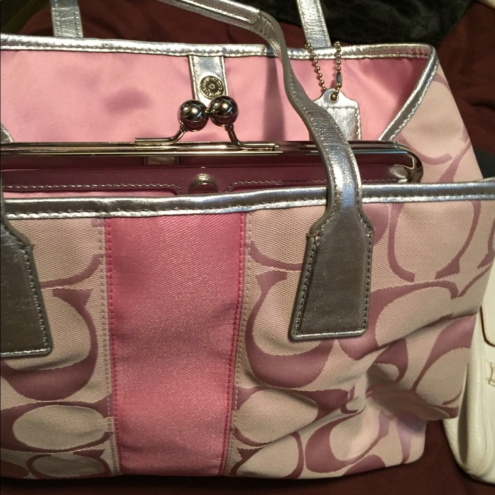 Authentic Coach Pink/Silver Bag